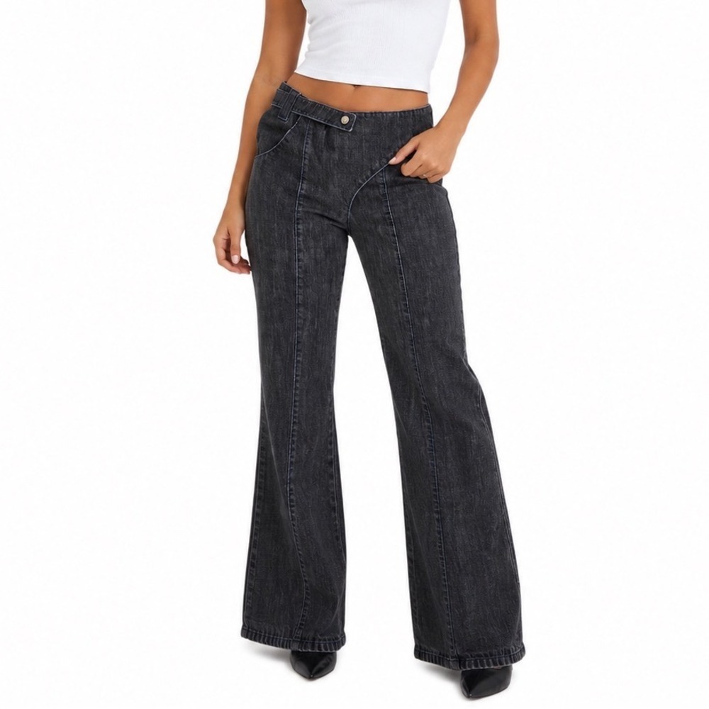 Vintage Y2K Jean-Charles de Castelbajac Jeans Boot Cut Flare Leg‎ Gray/Black 42
